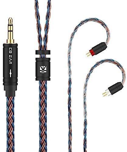 Yinyoo KBEAR Câble de rechange pour écouteurs KBEAR INK/INK MK2/Qinglong/TRI Starsea/star river/i3 Pro/HBB KAI/KZ ZS10/ZST/ZST X/AS06/AS10/ES4/EDX IEM (0,78 mm 2 broches, 3,5 mm, marron-bleu)
