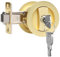 Dontay Round Pocket Door Lock and Pull, Privacy (Bed/Bath) Latch, Flush Handles, 2-3/8 Backset, Hardware for 1 3/8” to 2 3/16” Thickness Door (Satin Brass Without Edge Pull, Round - 1 Pack)