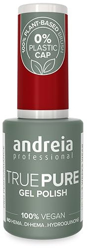 Andreia Professional Hema Free Gel Polish - TRUE PURE 21 Free and 100% Vegan for Sensitive Nails - Semi-Permanent UV LED Soak Off Gel Nail Varnish - Colour T38 Dark Red 10.5ml
