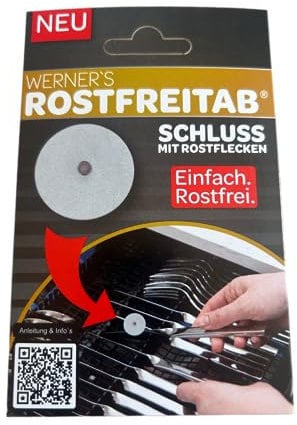 Werner's Rostfreitab: Schluss mit Flugrost und Rostflecken! Strahlend sauberes Geschirr, Töpfe und Pfannen ohne Chemie. Neue überarbeitete Version des beliebten Rostfrei-Tabs.