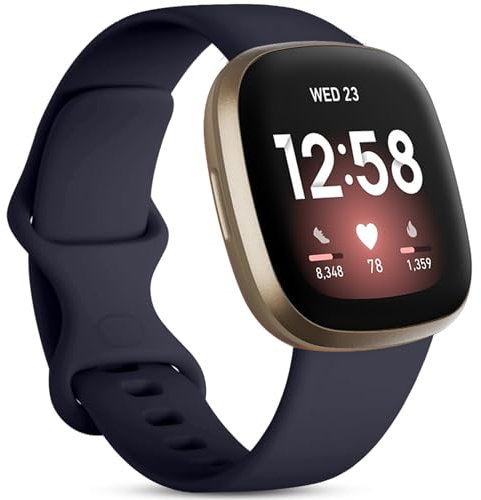 Oielai Cinturino Compatibile con Fitbit Versa 4/Fitbit Versa 3/Fitbit Sense 2/Fitbit Sense, Cinturini di Ricambio in Silicone Sport Compatibile con Versa 3/Versa 4/Sense/Sense 2, Grande Blu Scuro