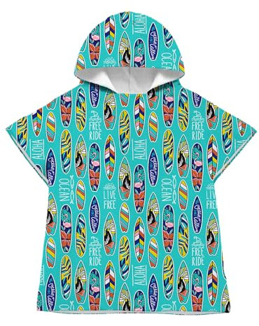 LOMTRATS Schnelltrocknender Surfponcho, Wickeltuch, Bademantel, Sporthandtücher für Schwimmer, Hoodie für Kinder, Schwimmen, Strand, Surfen, Tauchen, Baden(Kid-S)