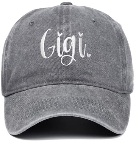 Damen Mimi bestickte Baseballkappe, verstellbar, Vintage, gewaschene Mütze für Mama, Oma, Gigi-grau, Einheitsgröße