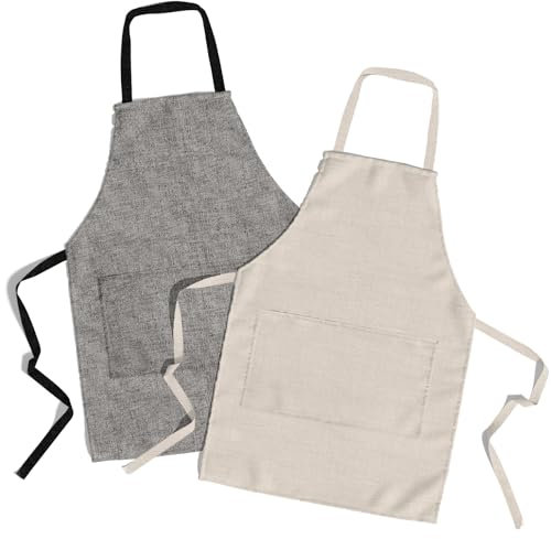 lepni.me 2er Kochschürze aus Umweltfreundlicher Bio-Baumwolle | Kochen Backen Grillen für Haus Restaurant | Premium Schürzen für Paare Damen Herren