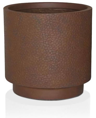 IDEALIST 36cm Terracotta Effect Reinforced Stone Planter | Round Garden Planters with Drainage Holes D36 H36 cm, with Inner Top D32 cm, 27 litres