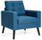 RELAX4LIFE Fauteuil Salon Confortable avec Pieds en Bois d'Hévéa|2 Poches Latérales, Canapé Moderne Rembourré avec Siège Large&Dossier&Accoudoirs Ergonomiques pour Salon Chambre Bureau (Marine)