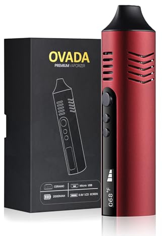 Vaporizer Verdampfer Kit mit Bildschirm | Keramikkammer + Schnellladung Micro-USB | Reinigungsbürste und Mundstück | Großer Temperaturbereich | Dampfen Kräuter Herb Dry Kraut (Nikotinfrei) (Rot)