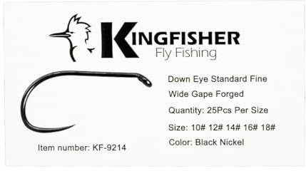 Kingfisher Fly Fishing Standard Dry Fly Hook Barbless, #14-100PK