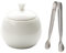 BgnEhRfL Bowl Ceramic Sugar Bowl with Lid and Sugar Cubes Tongs,White Porcelain Sugar Holder Container