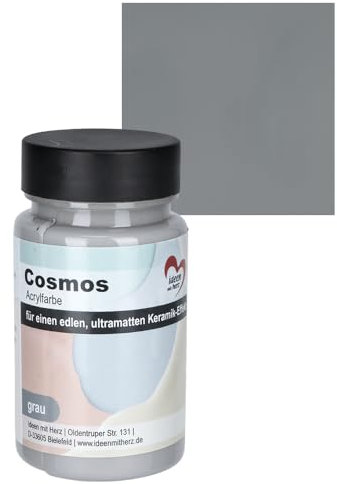 Ideen mit Herz Pintura acrílica Cosmos | Ultra Mate | Efecto Cerámica | 90 ml (gris)