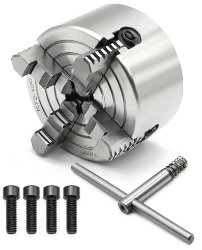 Yunnergo Portabrocas independiente de torno K72-100 de 4 pulgadas, 4 mandíbulas, 3500 r/min