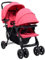 Kavolet Geschwisterwagen, Zwillings Kinderwagen aus Stahl und Oxfordgewebe mit Regenschutzhaube, Faltbaren Reise-Kinderwagen, für Babys und Kleinkinder Rot und Schwarz 122,5x53,5x111cm
