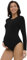 Gowjog Body De Grossesse à Manches Longues, Col Rond, Combinaison, Robes Vêtements Maternité Body De Maternité(Noir,M)