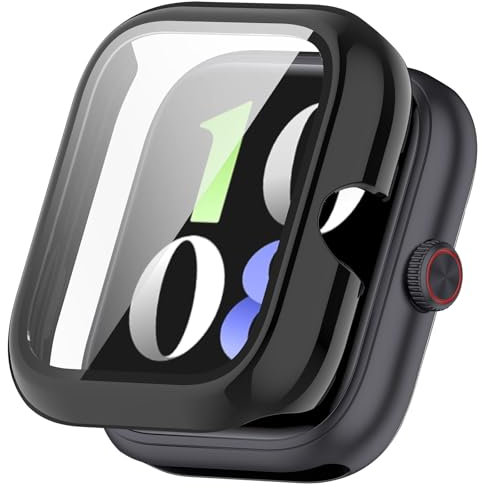 SEIAIYG Hülle Kompatibel mit IQOO Watch GT, Ultradünne PC Hard Schutzhülle mit Displayschutzfolie [Vollständige Abdeckung] - Schwarz