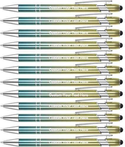 Zoonnis 50 Stück Personalisierte Kugelschreiber mit Stylus-Spitzen für Geschäft, personalisierbar, gravierter Stift in Großpackung für Damen und Herren, mit Namentext, individueller Stift, Schreiben,