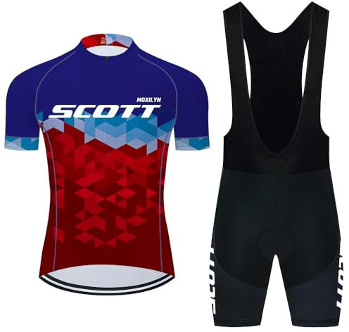 Moxilyn Abbigliamento Ciclismo Set Manica Corta Tuta Ciclismo Uomo Completo Ciclismo Estivo per Bici da MTB con Pantaloncini Imbottiti in Gel Traspirante