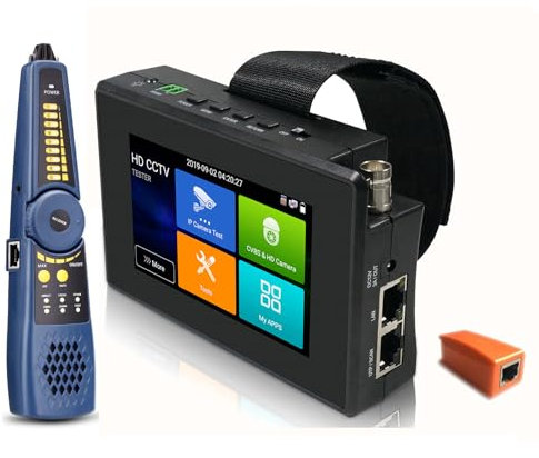 EVERSECU 5-in-1 CCTV-Tester mit Kabelverfolgung, unterstützt bis zu 4K-IP-Kamera und 8 MP Megapixel AHD, TVI, CVI und CVBS analoge Kamera, Sicherheitsvideomonitor mit 10,2 cm Touchscreen, POE-Out,