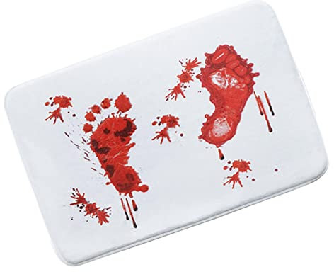 Tapis de bain avec pieds de sang, tapis décoratif d'Halloween , tapis , coussinets de sang effrayants avec empreintes rouges, tapis de douche tapis pour
