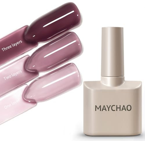MAYCHAO 15ML Gel Nail Polish, Jelly Mauve Gel Nail Polish Soak Off UV LED Nail Varnish Nail Art Starter Manicure Salon DIY at Home, 0.5 OZ