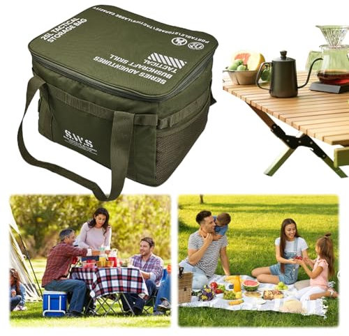 KOBONA Organizador para Acampar al Aire Libre de 25 L, Bolso de vajilla de Viaje Impermeable, Recipiente para Estufa de Gas Multifuncional, Bolsa de Transporte para Herramientas de Picnic al