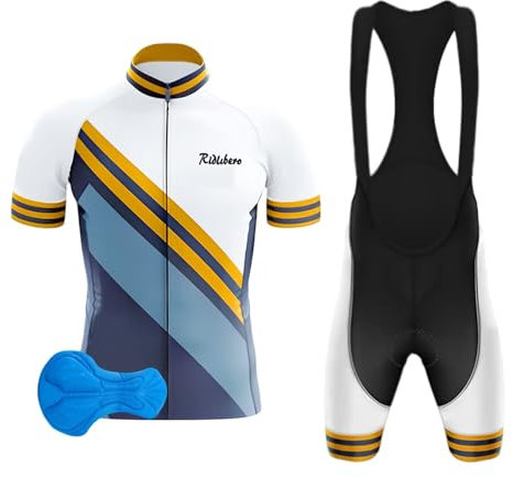 VeloZenith Herren Radtrikot Set Kurzarm Trikot 3D gepufferte Radhose Rennrad Fahrradbekleidung Sommer Atmungsaktives Radtrikot+Fahrrad Rennrad Lätzchen Short Set MTB Weiß 3XL