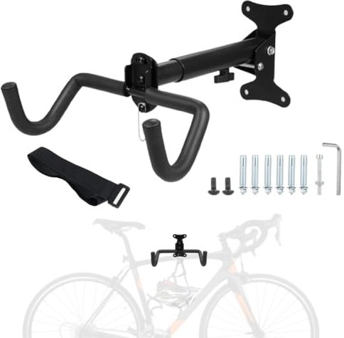Geevorks Supporto da parete per bicicletta,Supporto per bicicletta - Angolo e Distanza dalla parete regolabili,pieghevole,mountain bike,carico max. 30-50 kg, con imbottitura morbida