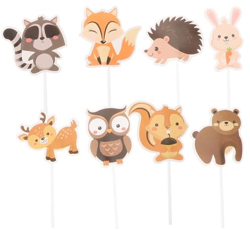 TOBBOMEY 8pcs Jungle Animal Cake Toppers for Birthday Parties Creative Cupcake Picks for Boys and Girls Celebrations Fun Jungle Theme Decorations for Cakes and