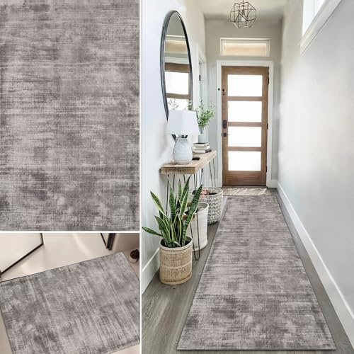 Lanmuvo Teppich Läufer 60x400cm rutschfest Küchen Teppich, Waschbar Teppichläufer Flurteppich Flur Küchenläufer für Korridor, Modern Vintage Teppichläufer für Wohnzimmer, Küche, Anpassbar