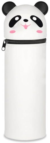 GDFJBG 2-in-1 Silikon Federmäppchen - Bär, Federtasche aus weichem Silikon für Stifte, Federmappe und Stiftehalter, Mäppchen Tiere, Schlampermäppchen (Panda)
