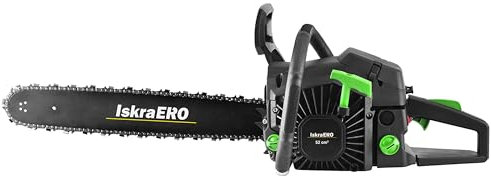 Iskra Profi Benzin Kettensäge, 52 ccm Hubraum Kettensäge Benzin, 10.500 U/min, 45,7 cm Schwertlänge, 2,0 kW, Einfaches Starten, Schwertschutz & Toolkit