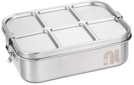 nicelock Brotdose Kinder mit Fächern 1500ml, Edelstahl Lunchbox Auslaufsicher, Brotdose Edelstahl Bento Box Für Kinder und Erwachsene Feste Trennwand (Auslaufsicher 3 Fächer)