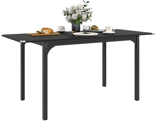 HOMCOM Tavolo da Pranzo Allungabile 4-6 Posti Espandibile da 120-160 cm, Tavolo Moderno da Cucina e Studio Rettangolare con Gambe in Acciaio, Nero