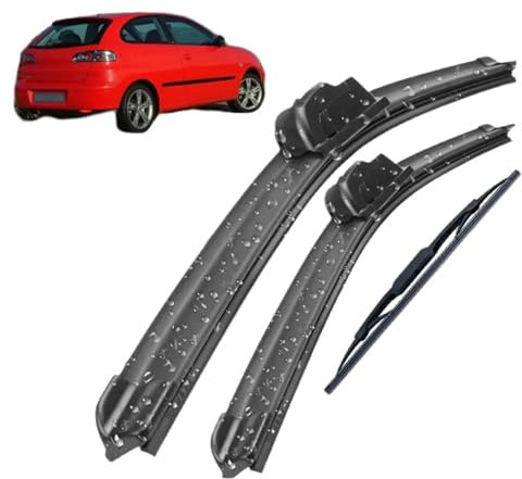 LZWLZW Limpiaparabrisas para Seat Ibiza 2002-2005 21+19+14, Juego de Escobillas Limpiaparabrisas Delanteras y Traseras Durable Coche Accesorios