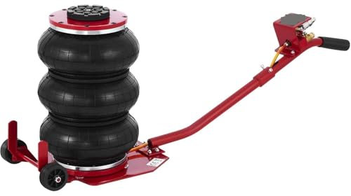 Cric Voiture, Cric pneumatique, cric à coussin d'air 3 tonnes, cric à triple coussin d'air for véhicule, levage extrêmement rapide, avec roues et long manche,pour voitures, SUV et berlines