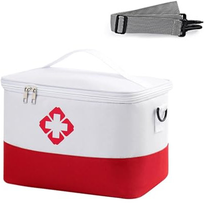 Ceeyoll Medikament Tasche, Medikamententasche,Große Kapazität Notfalltasche,Erste Hilfe Tasche Leer,Erste Hilfe Tasche Leer Tasche Wasserdicht,Für Schule,Reisen,Camping Und Wandern. (Rot und Weiß)