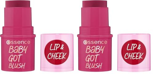 essence baby got blush, Rouge, Nr. 50, Rot, sofortiges Ergebnis, natürlich, strahlend frisch, vegan, ohne Konservierungsstoffe, ohne Parabene, ohne Mikroplastikpartikel, 2er Pack (5.5g)