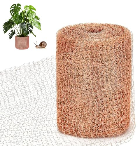 SKIKHN Rete di Rame,12.7cmx15m Maglia Metallica Fine Doppio Strato Maglia Metallica di Rame,Nastro di Rames Contro Lumache,Recinzione in Rames,Rete Metallicas per Anti Lumache,Pparassiti e Roditori