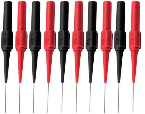 10 Stück Messspitzen für Multimeter,0.7 mm Multimeter Messspitzen | Testsonde Piercing Nadel,Multimeter Messleitung Sonde Isolationspiercing Probe,für Digitales Multimeter(Rot, Schwarz)
