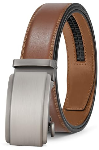 BESTKEE Gürtel Herren,Automatik Ledergürtel,Ratschengürtel Herren,35mm lochloser Gürtel, Herrenanzug Businessgürtel, Größenverstellbar（Schwarz）