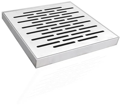 Griglie per fognature Quadrato in Acciaio Inossidabile con Telaio,Canaletta Scolo Acqua Piovana per Esterni,Spessore 2mm (argenteo,150x150x20mm)