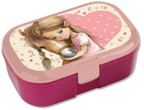 Lutz Mauder Brotdose Kinder mit Fächern, Lunchbox mit Pferd Mädchen Motiv, Schule, Kindergarten, Vesperbox