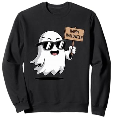 Chemise fantôme Flottante Mignonne Halloween Panneau en Bois Esprit Sweatshirt
