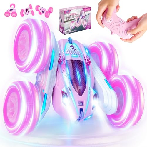 NLMWTI Ferngesteuertes Auto Crawler 3+ Jahre Mädchen Spiele RC Auto, mit 4WD 360° Flip & Blinken LED Licht, Outdoor Spielzeug Geburtstag Weihnachts Geschenke für Kinder
