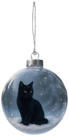 Glass Christmas Tree Baubles, Cat Ornaments, 9x9cm Glass Baubles Decorations, Cats Figurines In Crystal Ball, Sale Clearance, Pendants For Party Wedding Home Decor, Presents For Cat Lovers