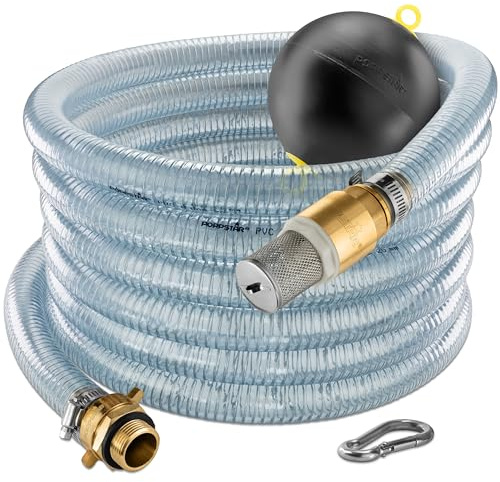 Poppstar Saugschlauch 1 7m mit Schwimmerkugel 6, Kupplung ID 25mm/AD 33mm, Karabiner 5x50mm, blau