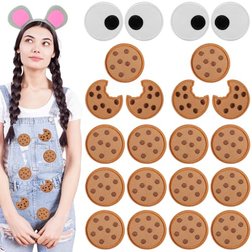 Cossaot 20 Stück Keks Aufnäher, Keks-Aufnäher Zum Aufbügeln, Krümelmonster | Niedliches Design, Einfach Aufzubringen, Langlebig und Dekorativ, für Kleidung, Taschen, Rucksäcke und DIY-Projekte.