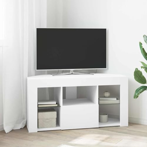 Owoxanthellate Corner LED TV Cabinet White 100 x 40 x 50 cm Engineered Wood Modern Corner TV Unit for Living Room Bedroom