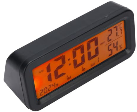 Sxhlseller Horloge de Tableau de Bord de Voiture avec Panneau Solaire, Affichage électronique Lumineux de l'heure avec Calendrier de Suivi de la Température et de l'humidité pour une Utilisation