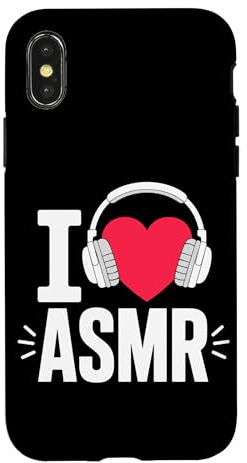 Hülle für iPhone X/XS I Love ASMR Cute Heart Kopfhörer Audio Relax