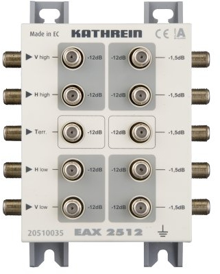 Kathrein EAX 2512 2-fach Sat-ZF-Abzweiger/-Verteiler für das Sat-ZF-Verteilsystem (1x terr. Eingang, 4x Sat-ZF Eingänge)